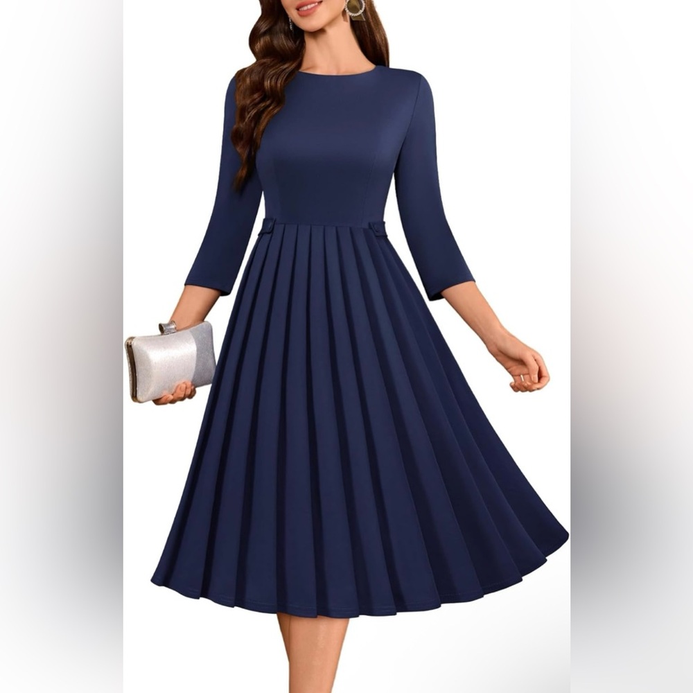 Chic Navy Long Sleeve Dress